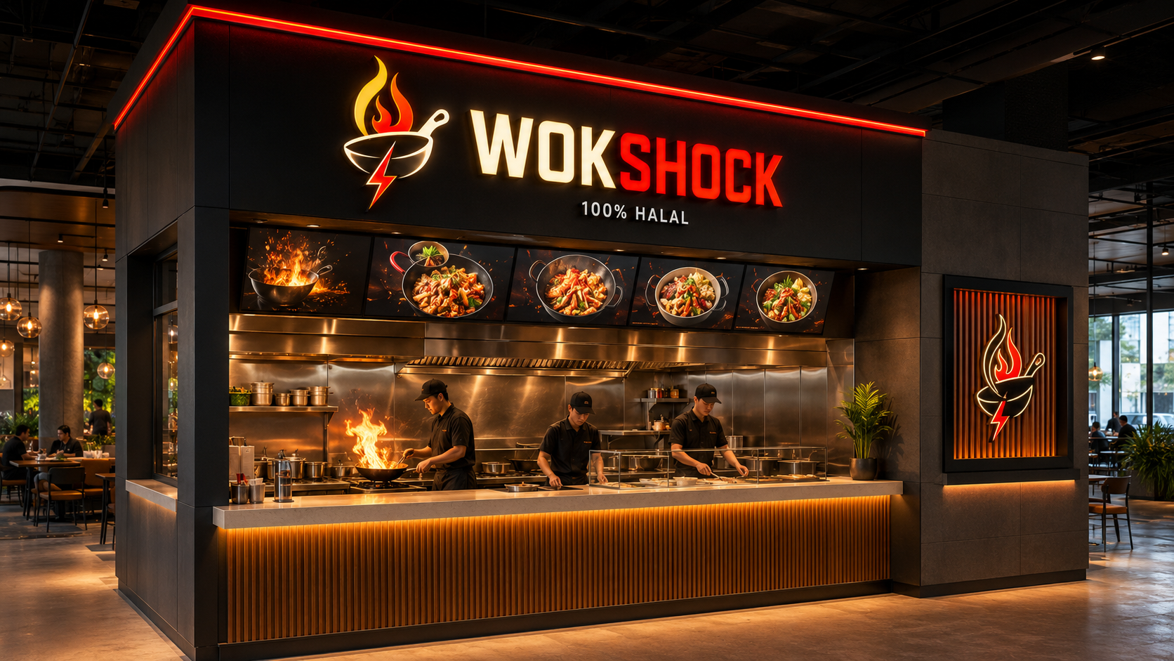 WOKSHOCK kiosk concept in a modern food hall